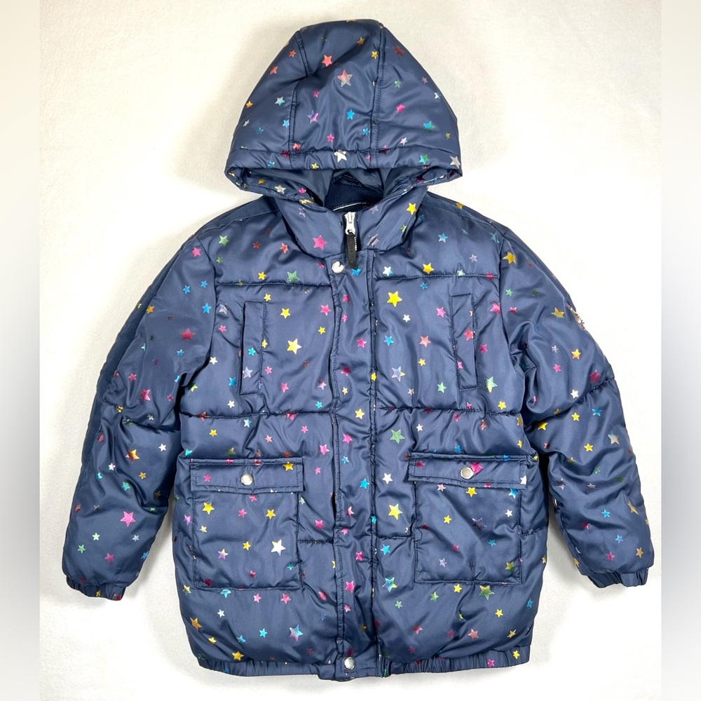 ANDY & EVAN Little Girls' Star‎ Pattern Hooded Puffer Jacket Winter Ski Size L